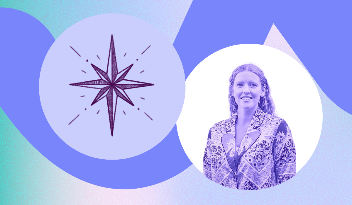 The Comotion icon for Purpose alongside a headshot of Rachel Firth, Founder and CEO at Comotion.